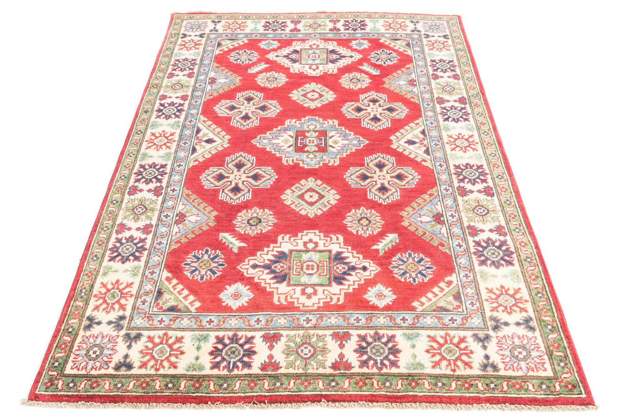 4' x 6' 2 Hand Knotted Kazak Rug