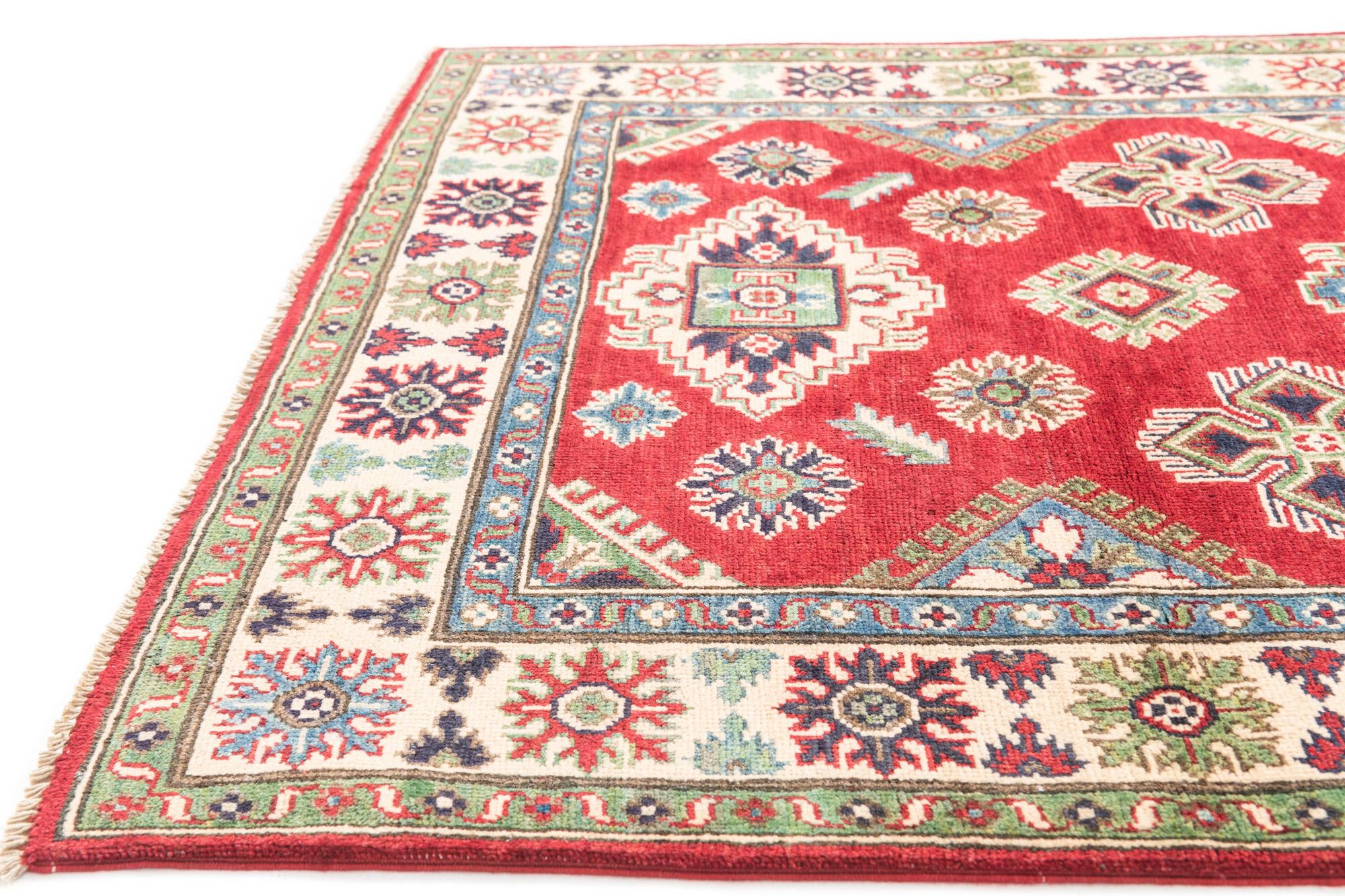 4' x 6' 2 Hand Knotted Kazak Rug