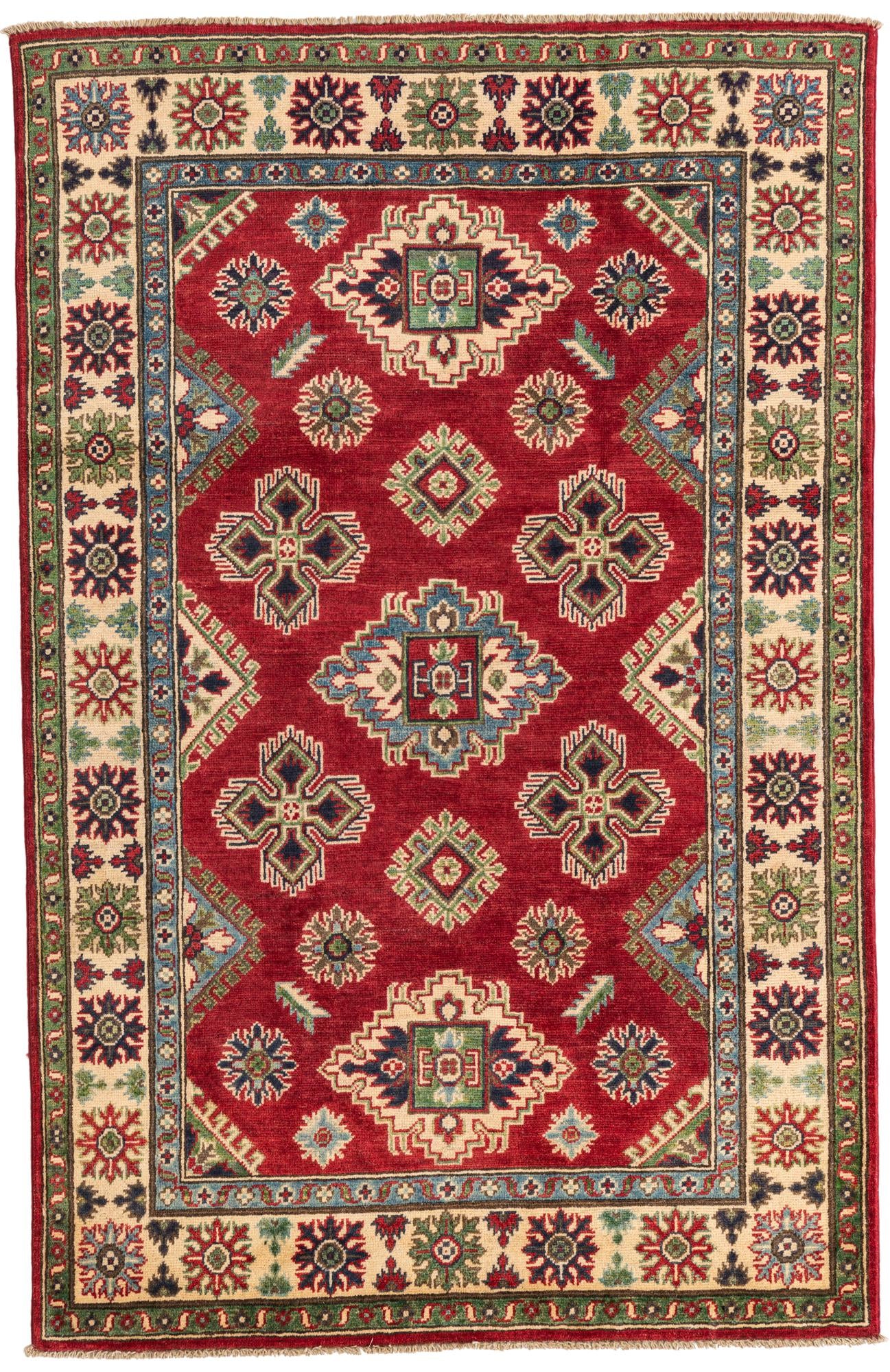 4' x 6' 2 Hand Knotted Kazak Rug