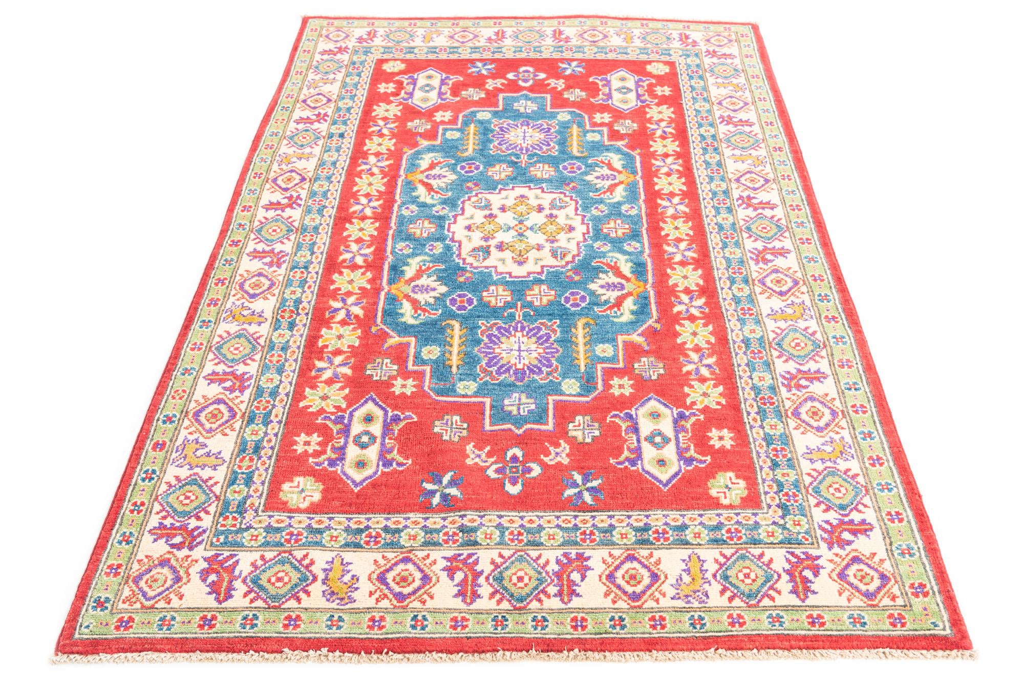 4' x 6' 4 Hand Knotted Kazak Rug