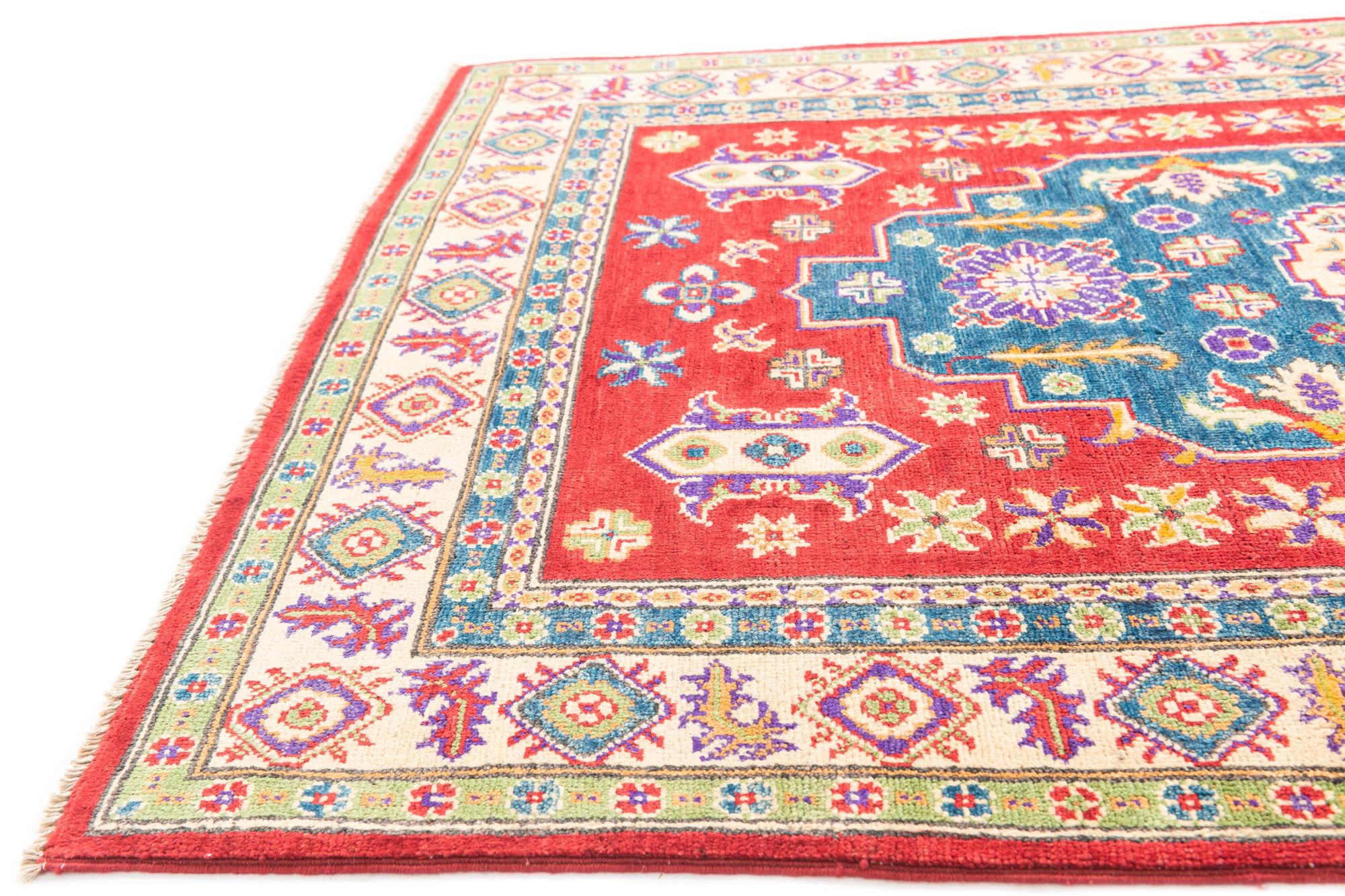 4' x 6' 4 Hand Knotted Kazak Rug