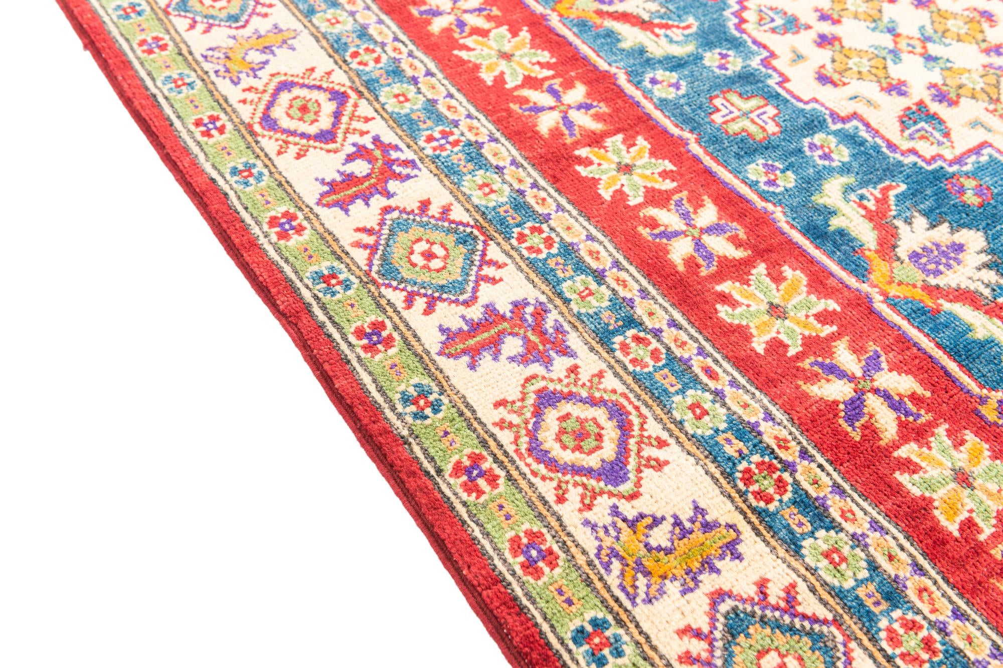 4' x 6' 4 Hand Knotted Kazak Rug