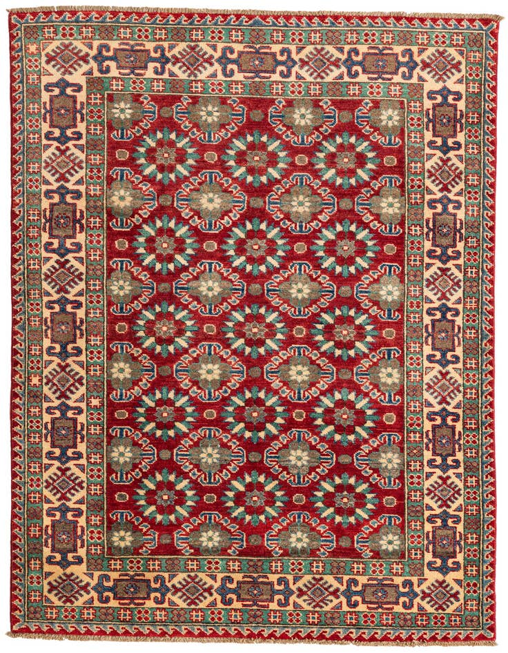 Detail image of 4' x 5' 10 Hand Knotted Kazak Rug