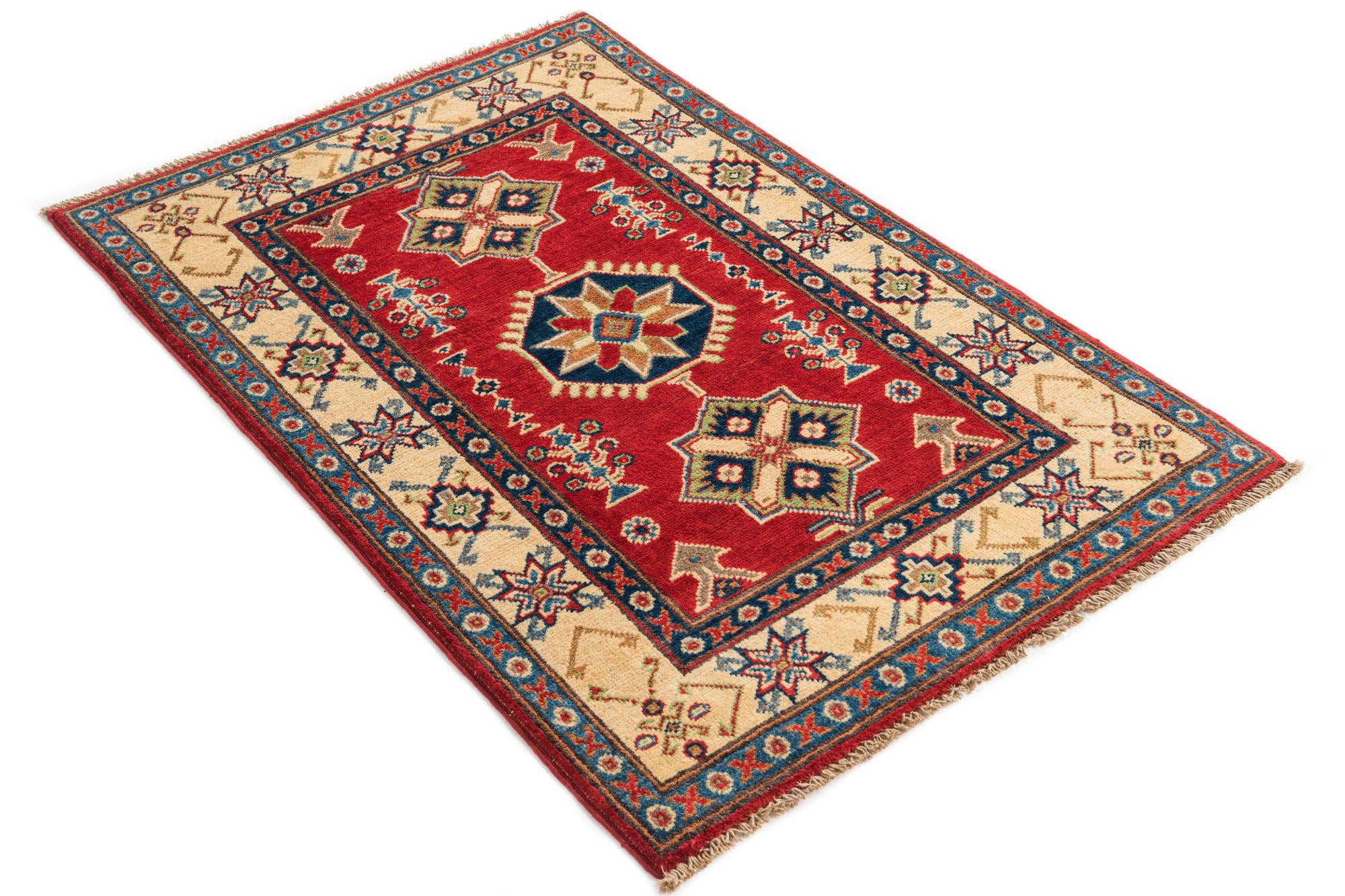 2' 7 x 4' Hand Knotted Kazak Rug