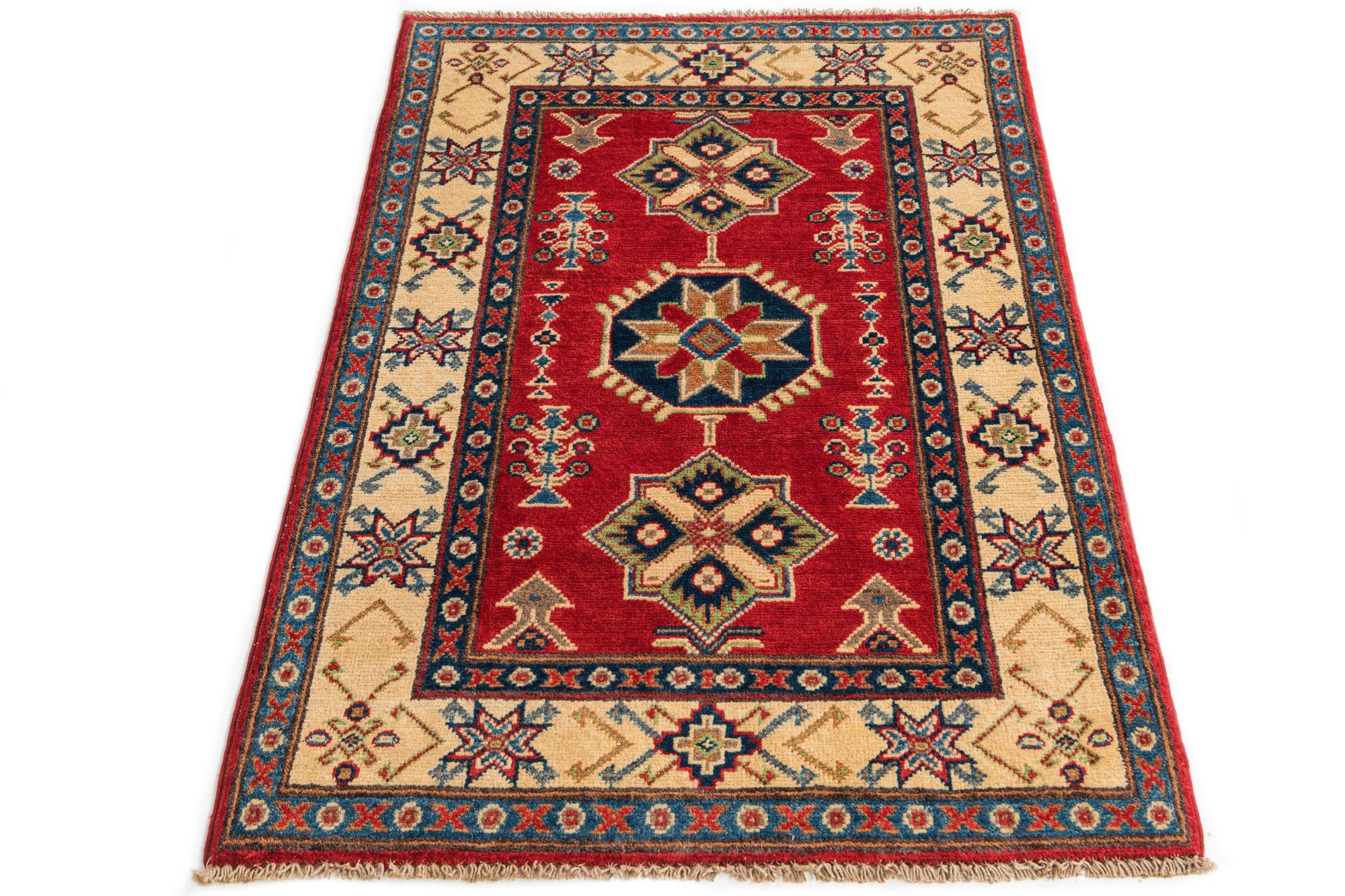 2' 7 x 4' Hand Knotted Kazak Rug