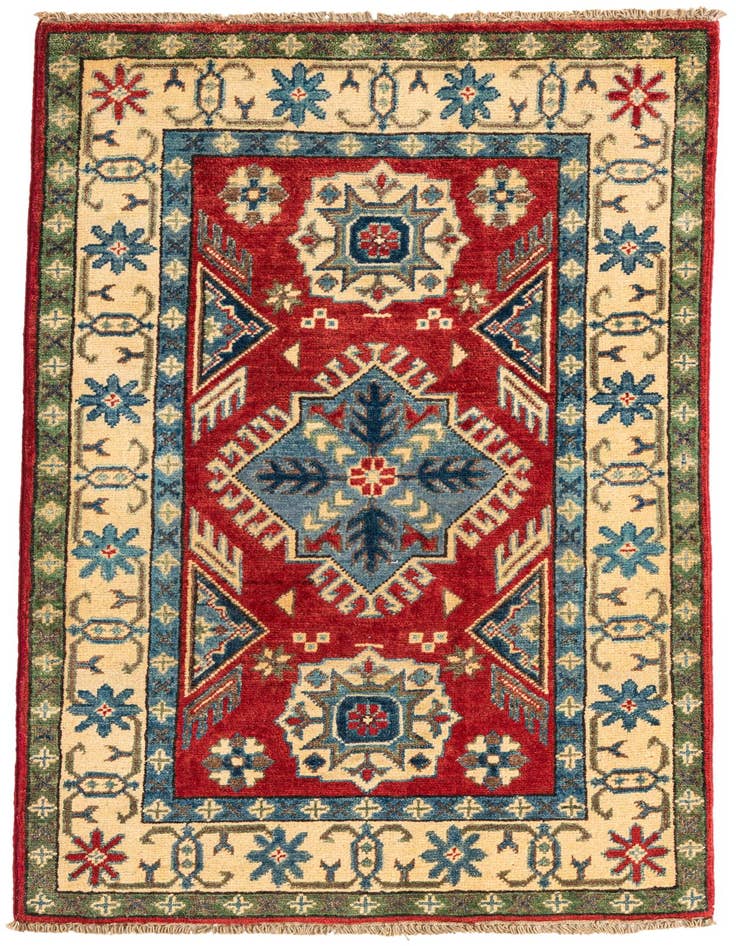 Detail image of 2' 6 x 4' 3 Hand Knotted Kazak Rug