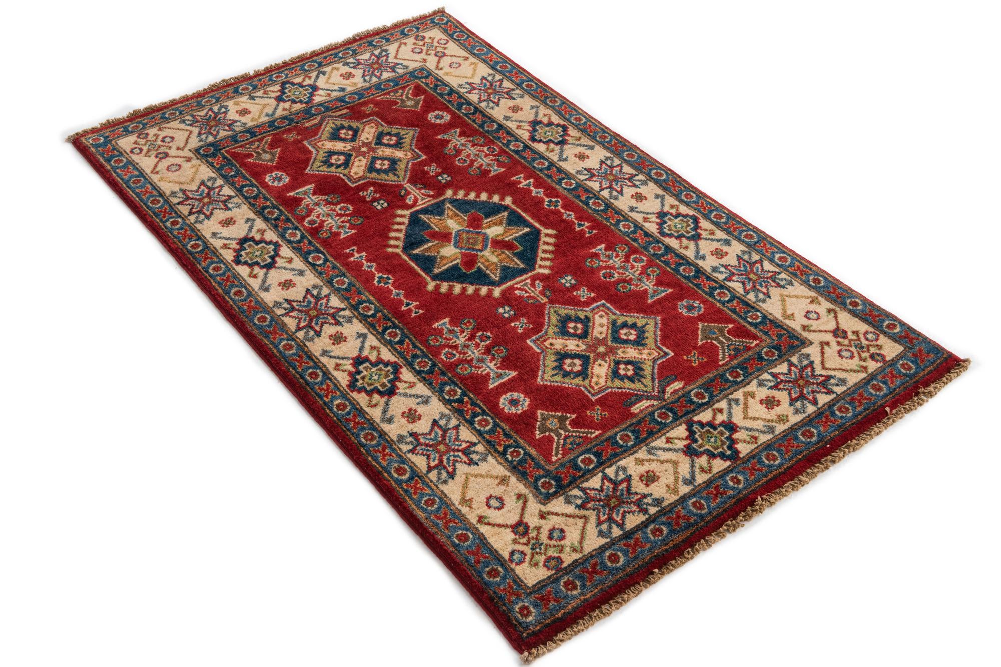 2' 7 x 4' 4 Hand Knotted Kazak Rug
