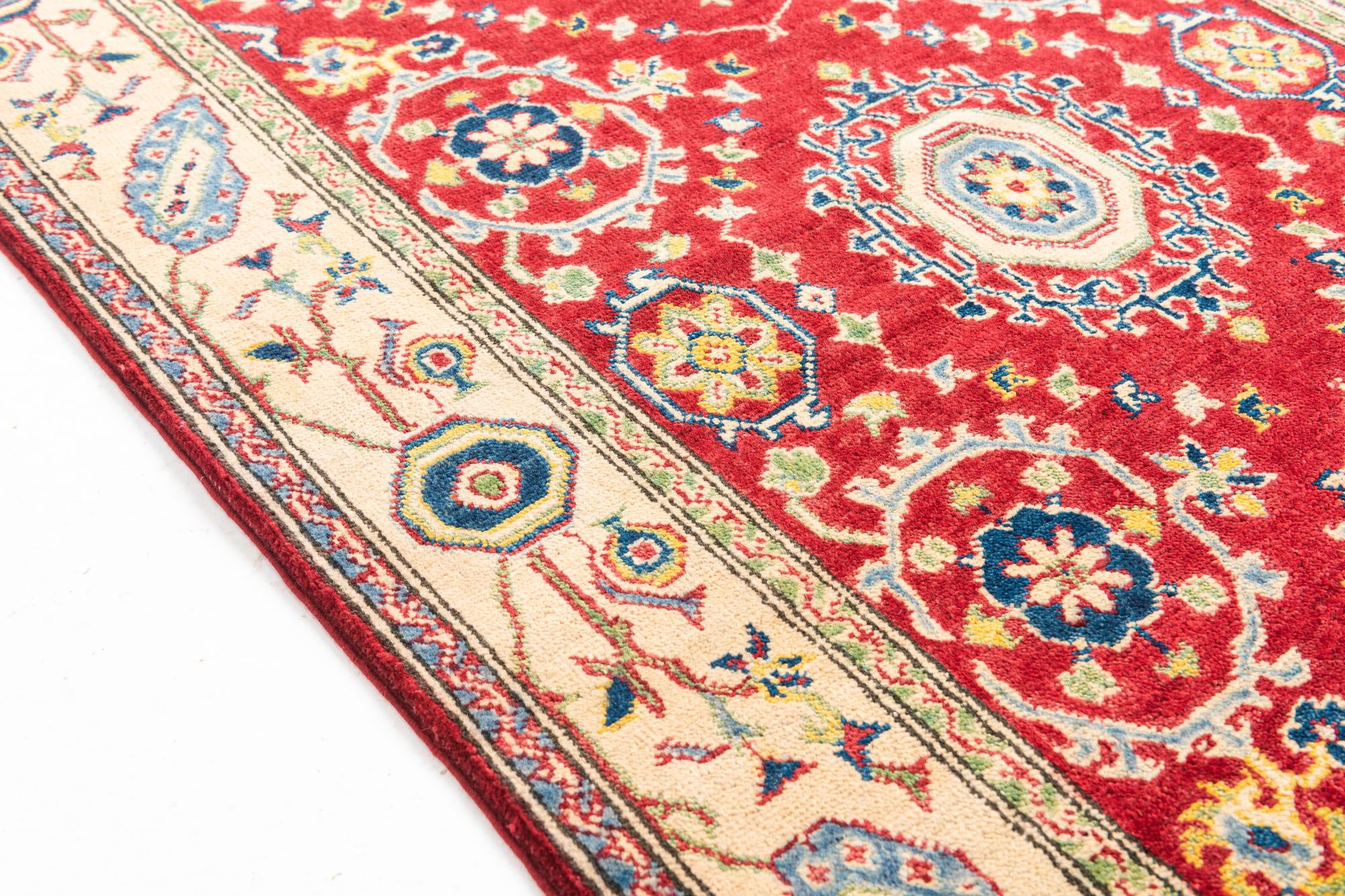 3' 4 x 4' 10 Hand Knotted Kazak Rug