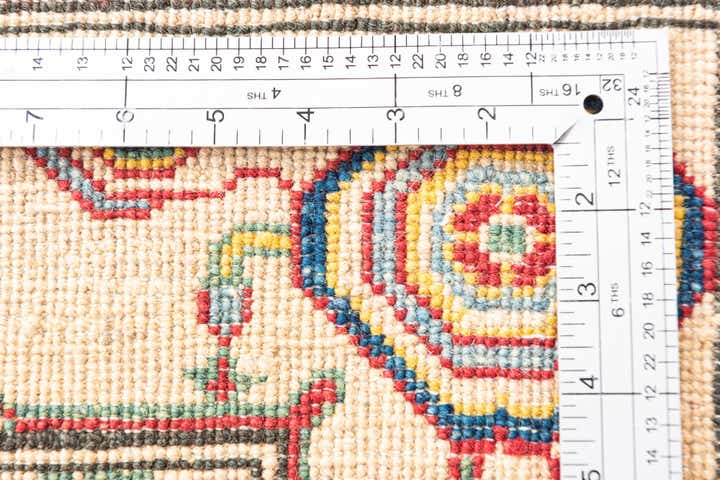 3' 4 x 4' 10 Hand Knotted Kazak Rug