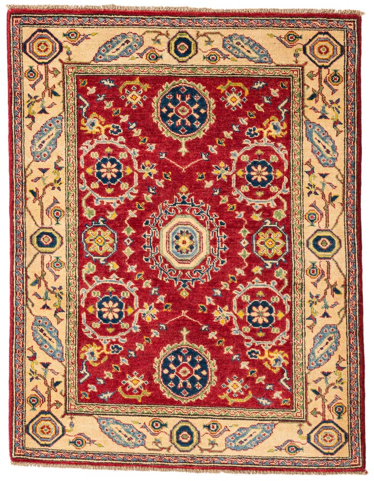Detail image of 3' 4 x 4' 10 Hand Knotted Kazak Rug