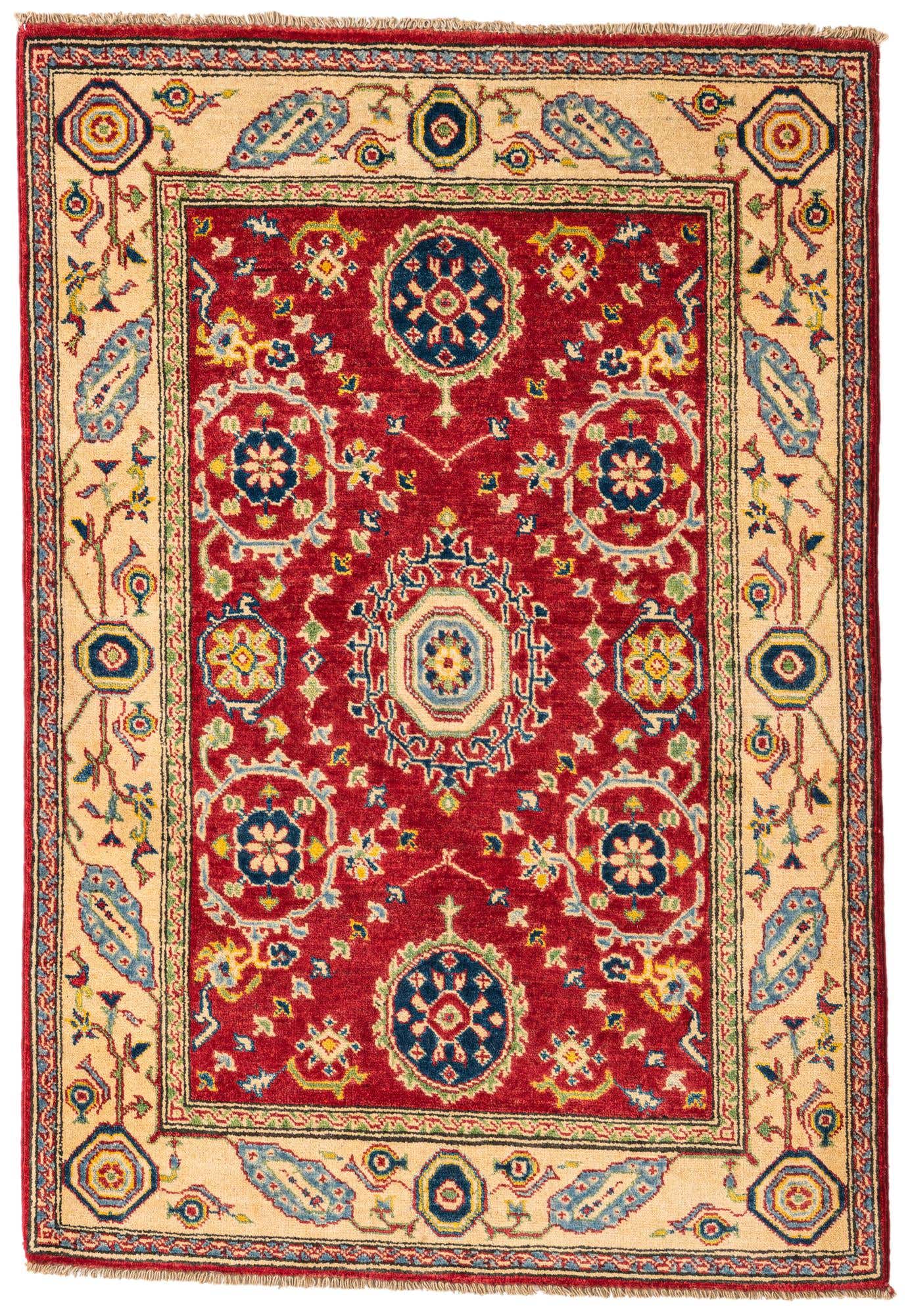 3' 4 x 4' 10 Hand Knotted Kazak Rug