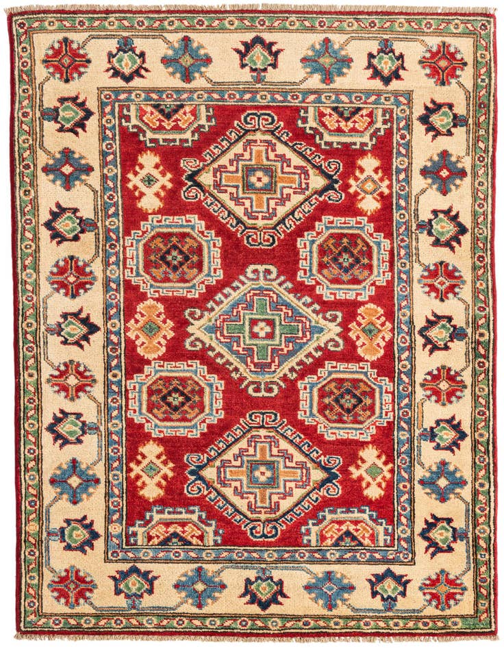 Detail image of 3' 4 x 5' Hand Knotted Kazak Rug