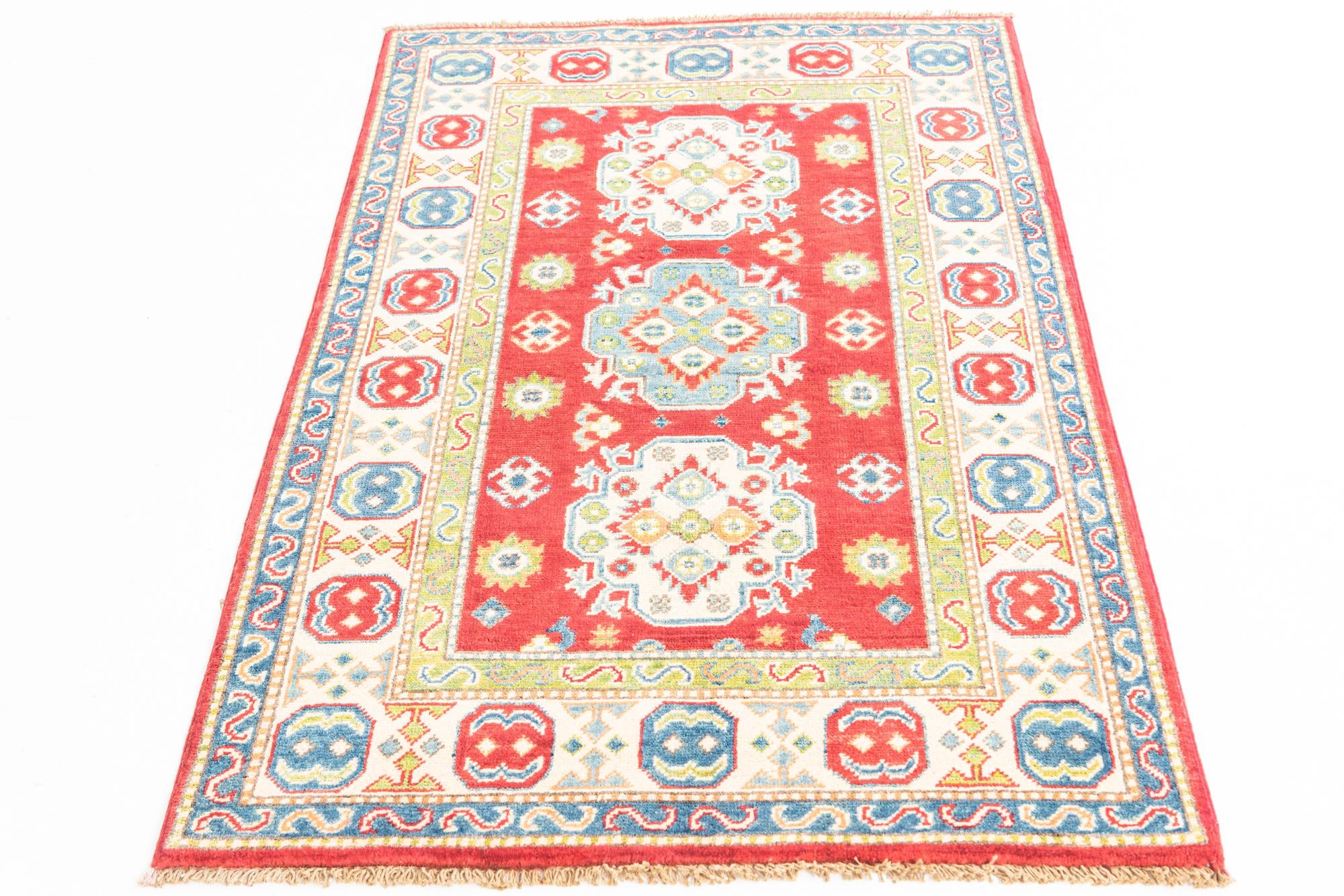 3' 2 x 4' 10 Hand Knotted Kazak Rug