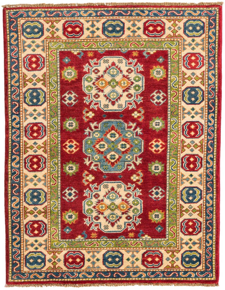 Detail image of 3' 2 x 4' 10 Hand Knotted Kazak Rug