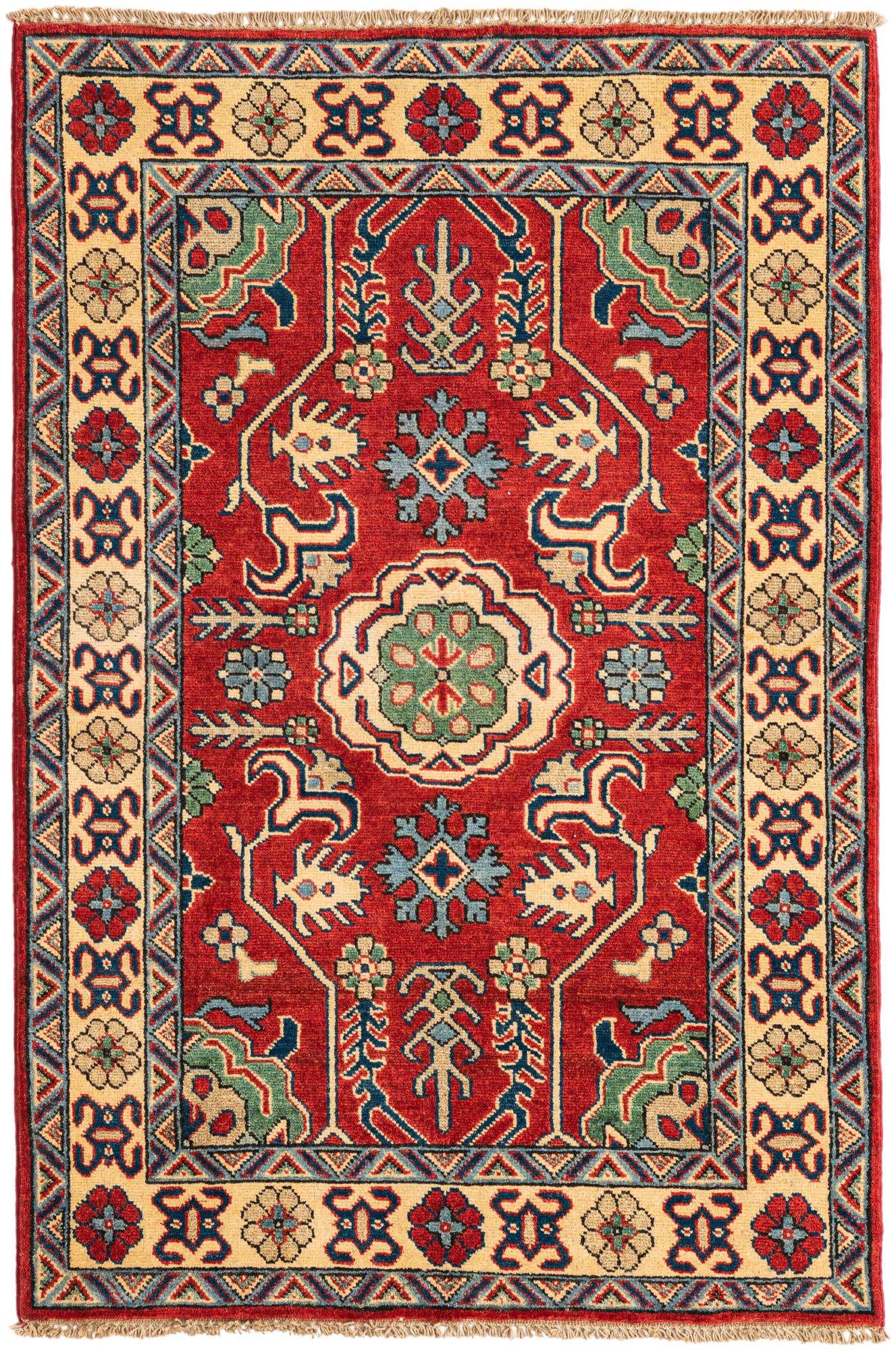 3' 4 x 5' Hand Knotted Kazak Rug