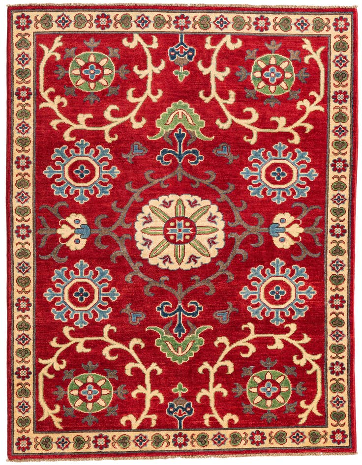 Detail image of 4' 2 x 6' Hand Knotted Kazak Rug