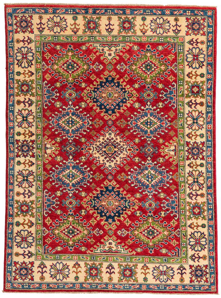 4' 9 x 6' 7 Hand Knotted Kazak Rug