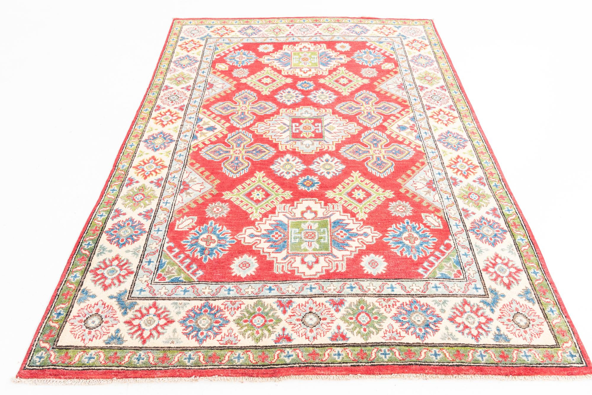 145cm x 225cm anudado a mano Kazak Alfombra