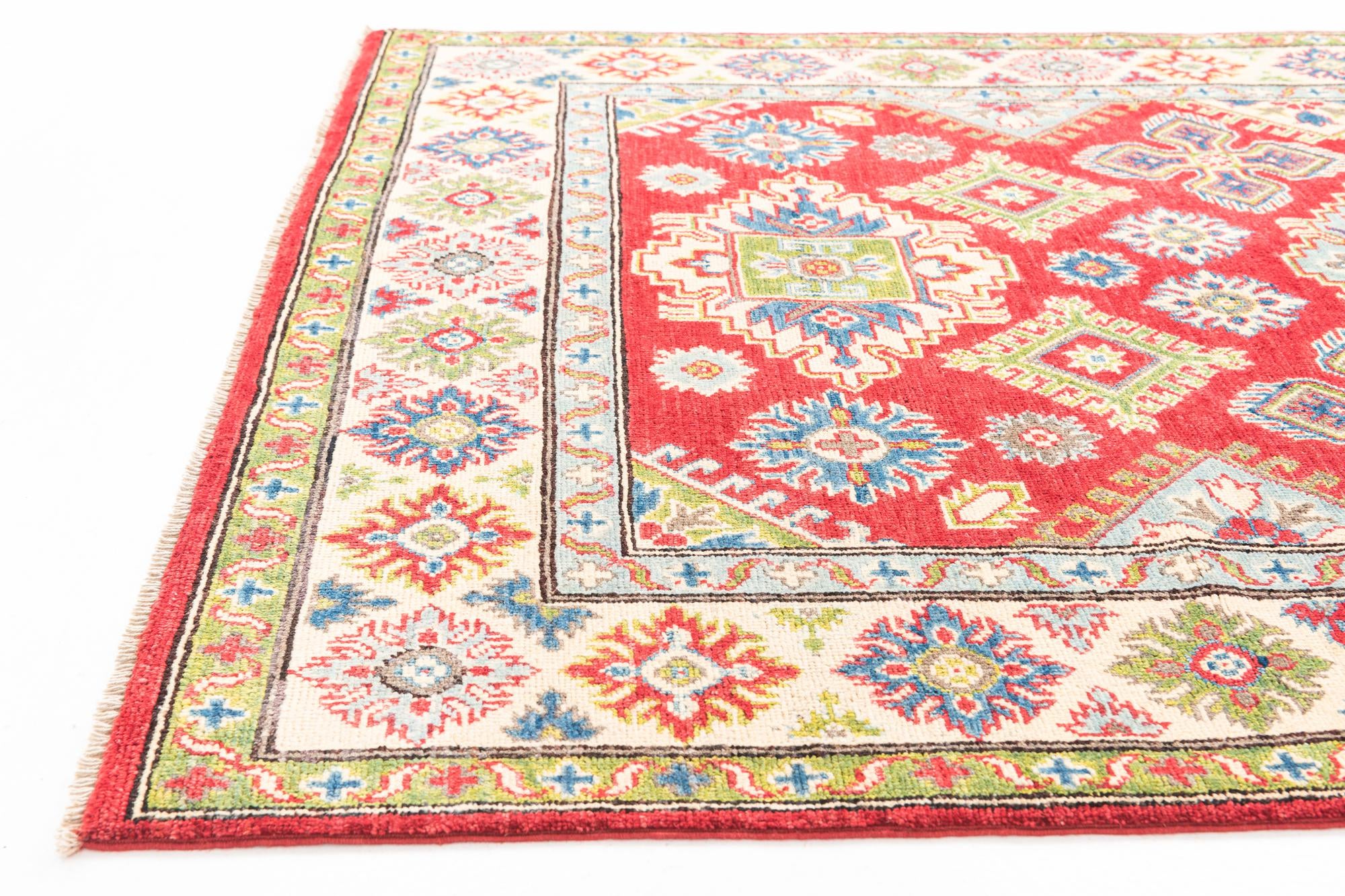 145cm x 225cm anudado a mano Kazak Alfombra