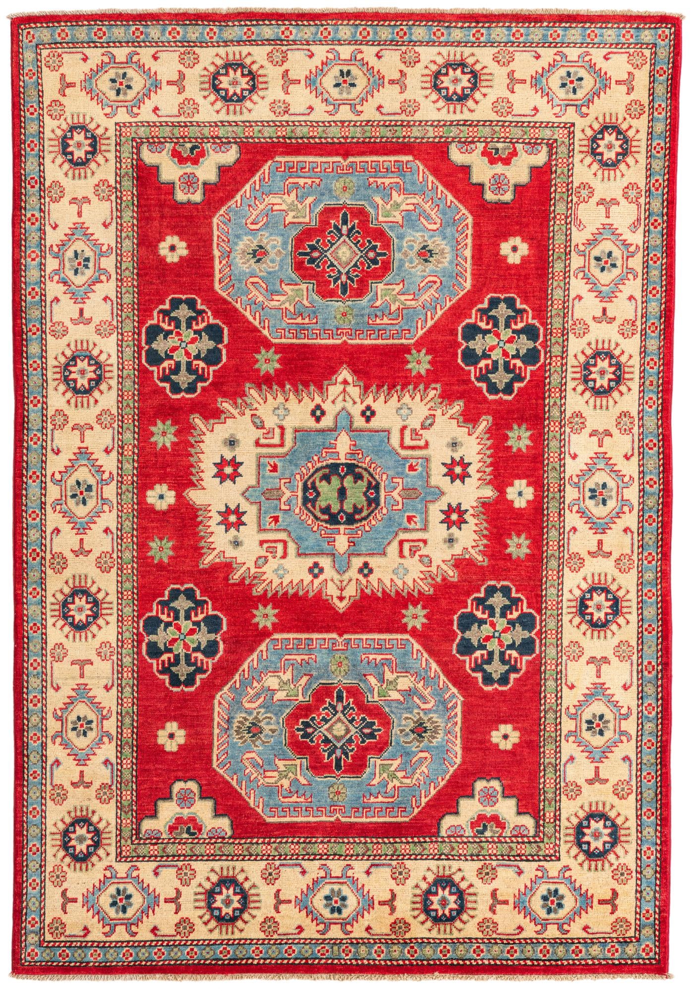 4' 9 x 7' Hand Knotted Kazak Rug