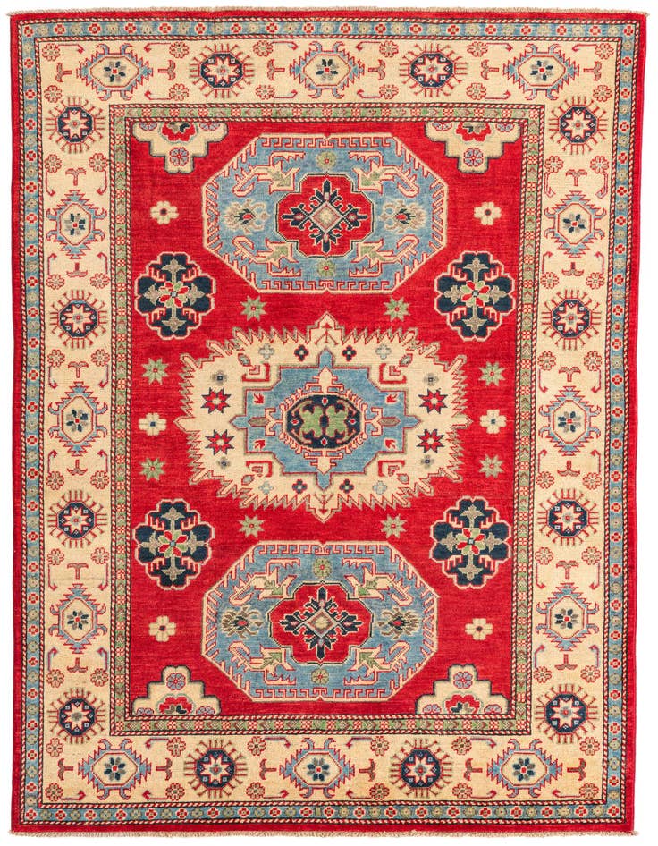 Detail image of 4' 9 x 7' Hand Knotted Kazak Rug