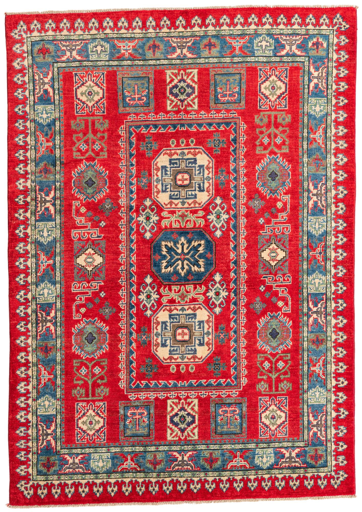 5' x 7' Hand Knotted Kazak Rug