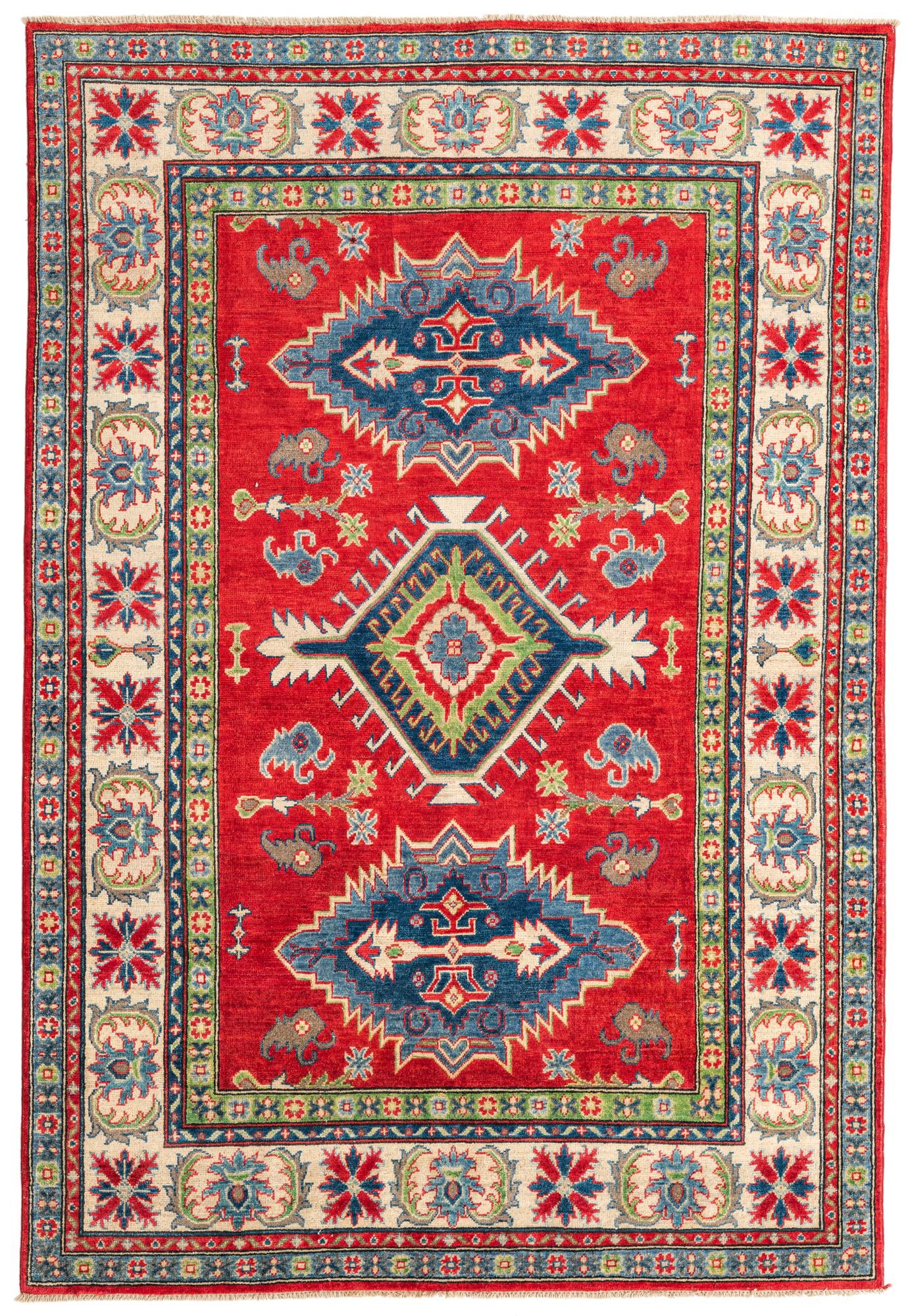 5' 7 x 8' 3 Hand Knotted Kazak Rug