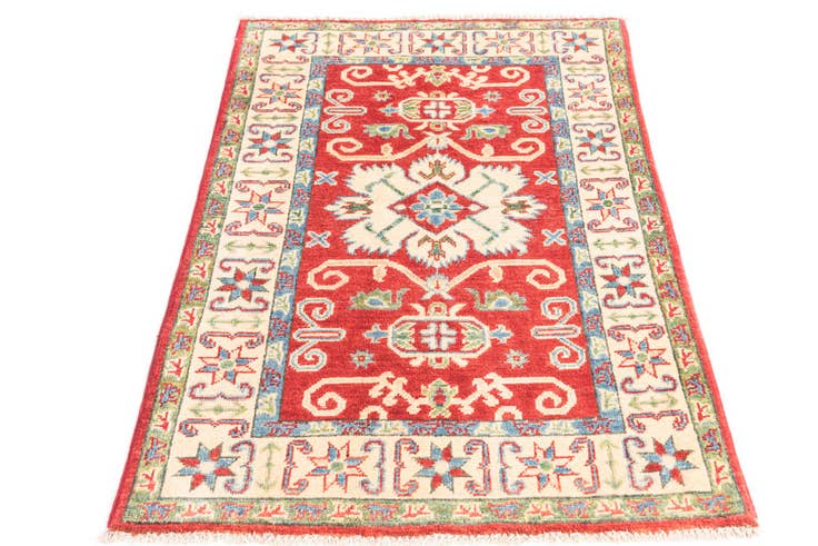 Detailansicht von 80cm x 130cm Handgeknüpft Kazak Teppich