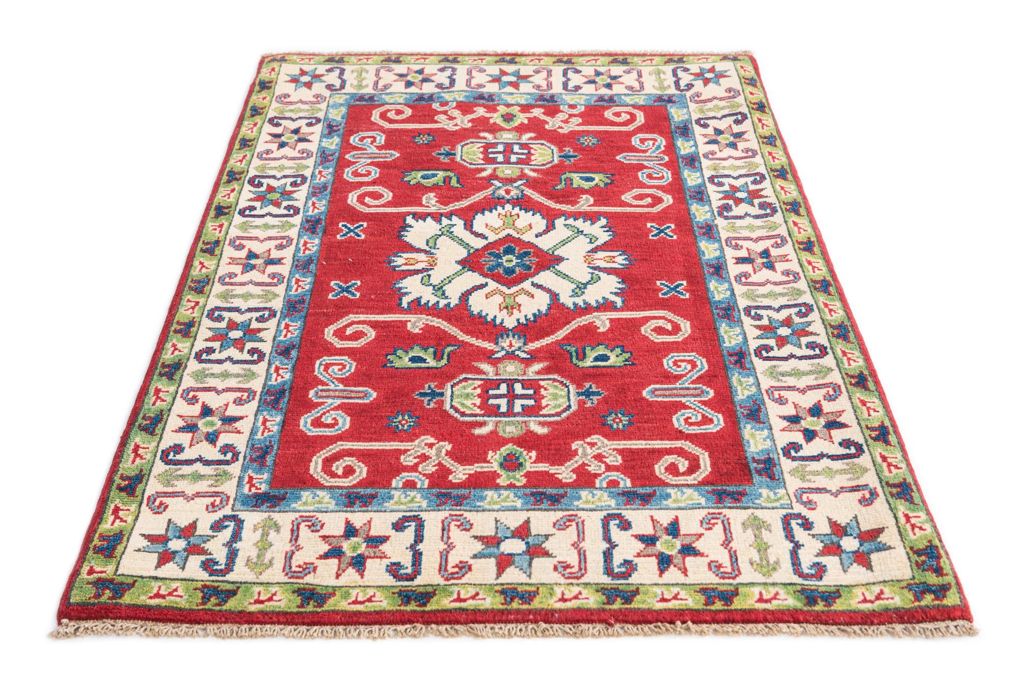 3' x 4' 2 Hand Knotted Kazak Rug
