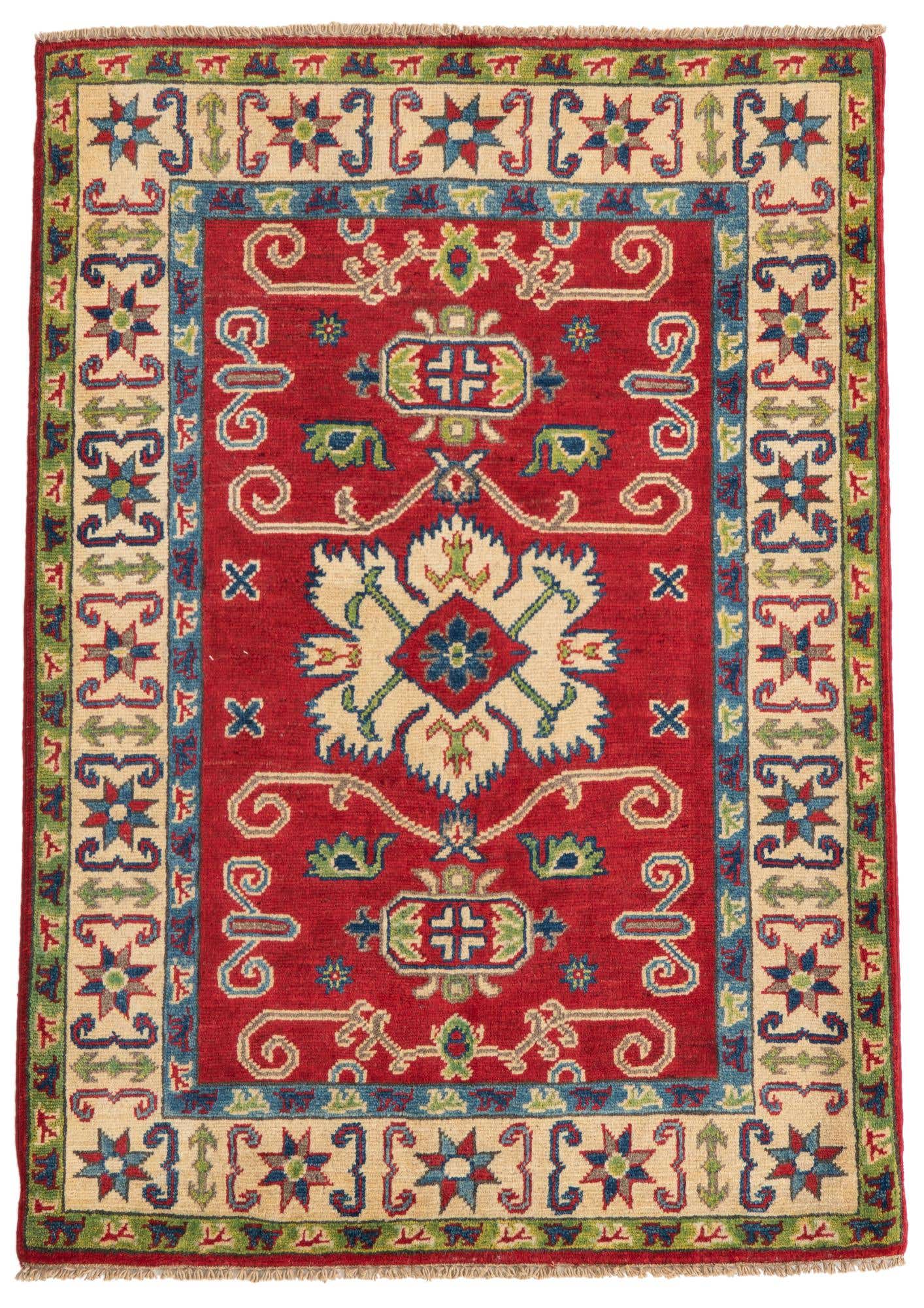 3' x 4' 2 Hand Knotted Kazak Rug