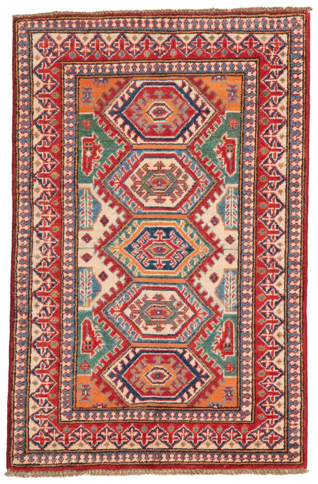Detail image of 2' 8 x 4' 2 Hand Knotted Kazak Rug
