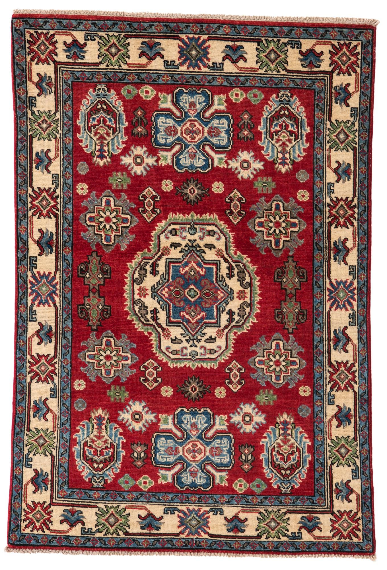 3' 2 x 4' 9 Hand Knotted Kazak Rug