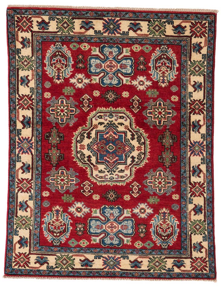 Detail image of 3' 2 x 4' 9 Hand Knotted Kazak Rug