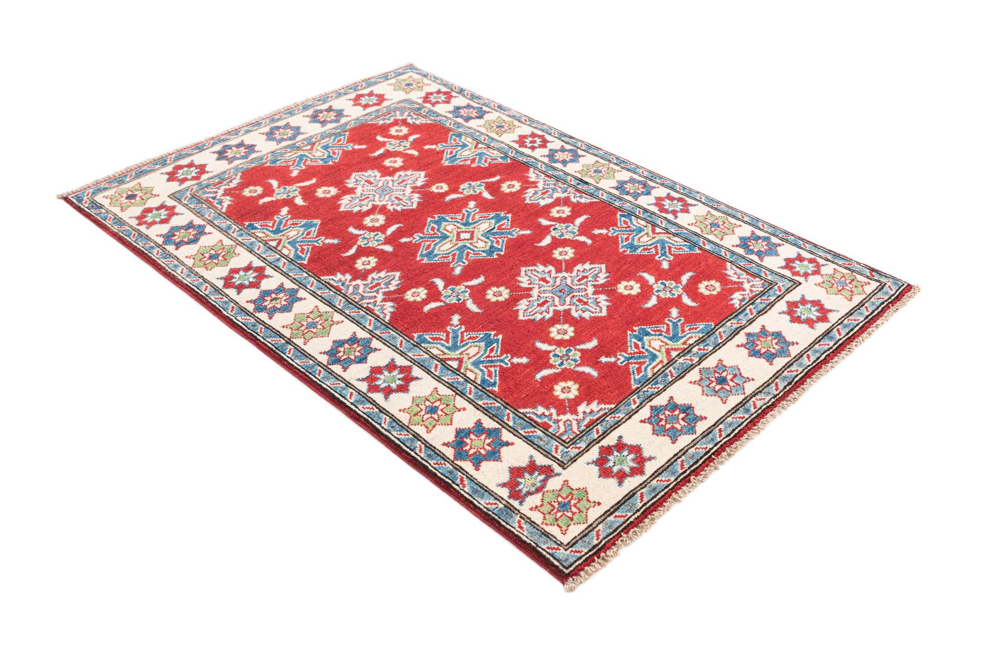 3' 2 x 4' 9 Hand Knotted Kazak Rug