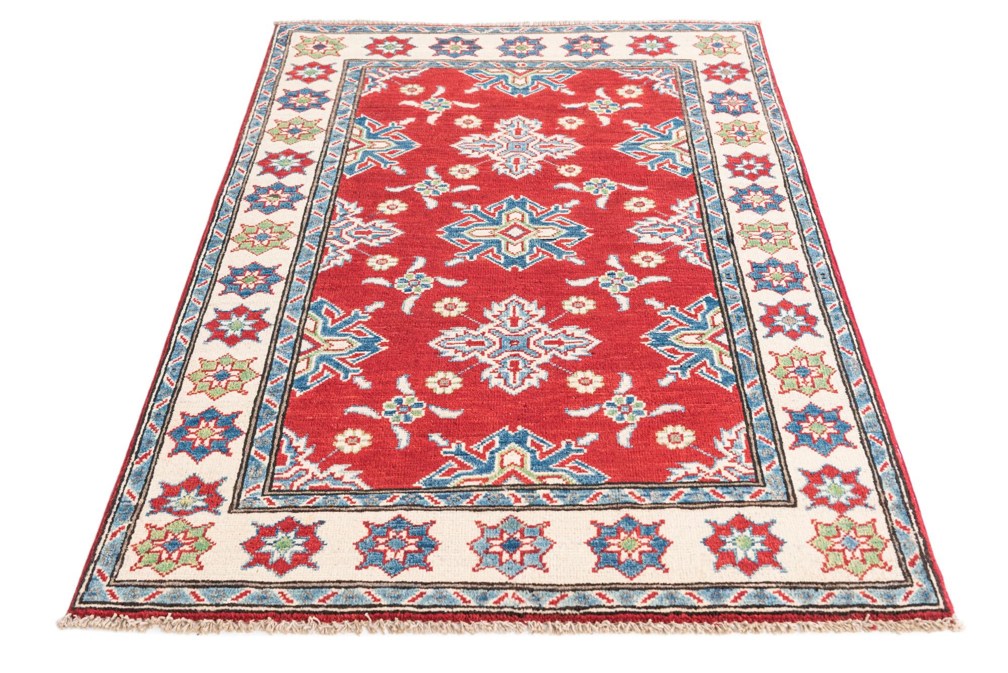 3' 2 x 4' 9 Hand Knotted Kazak Rug