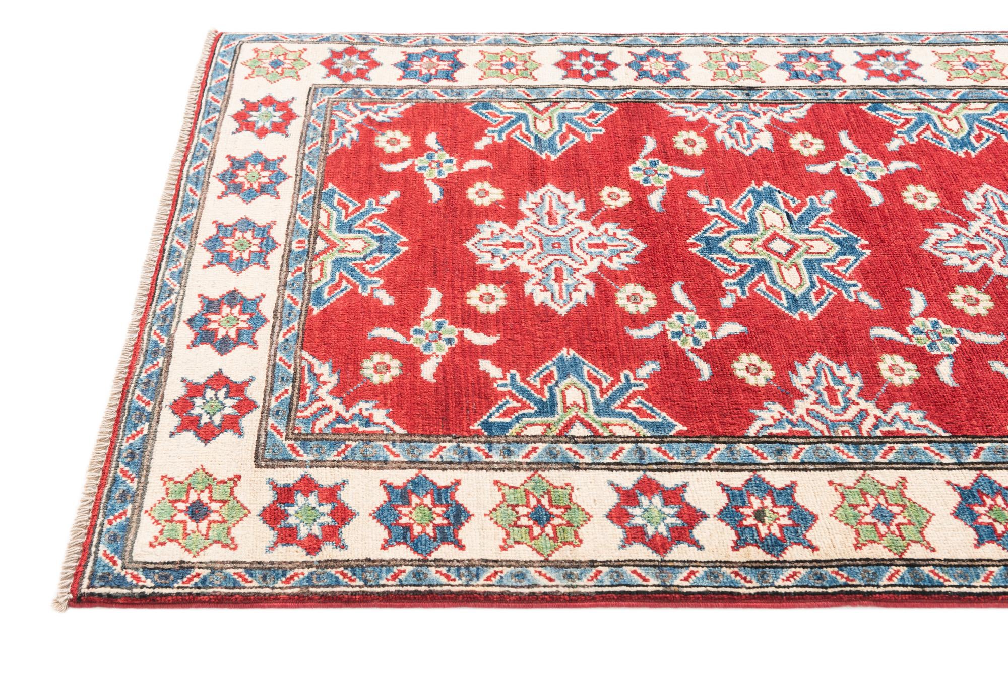 3' 2 x 4' 9 Hand Knotted Kazak Rug