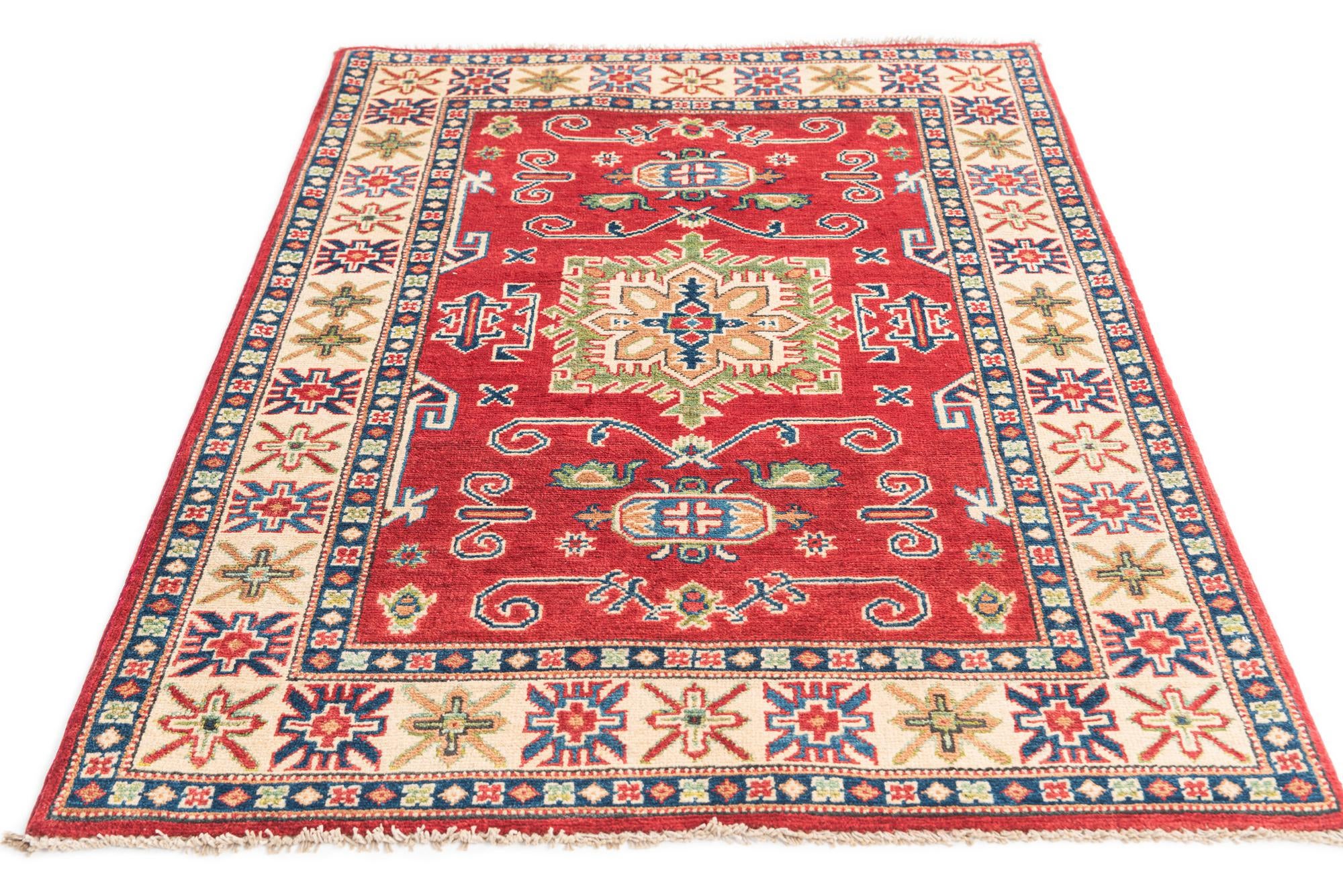 3' 4 x 5' Hand Knotted Kazak Rug