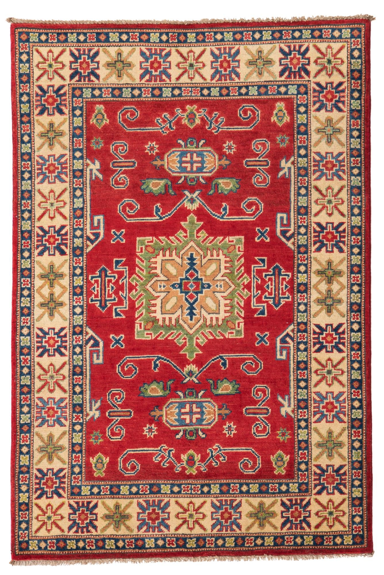 3' 4 x 5' Hand Knotted Kazak Rug