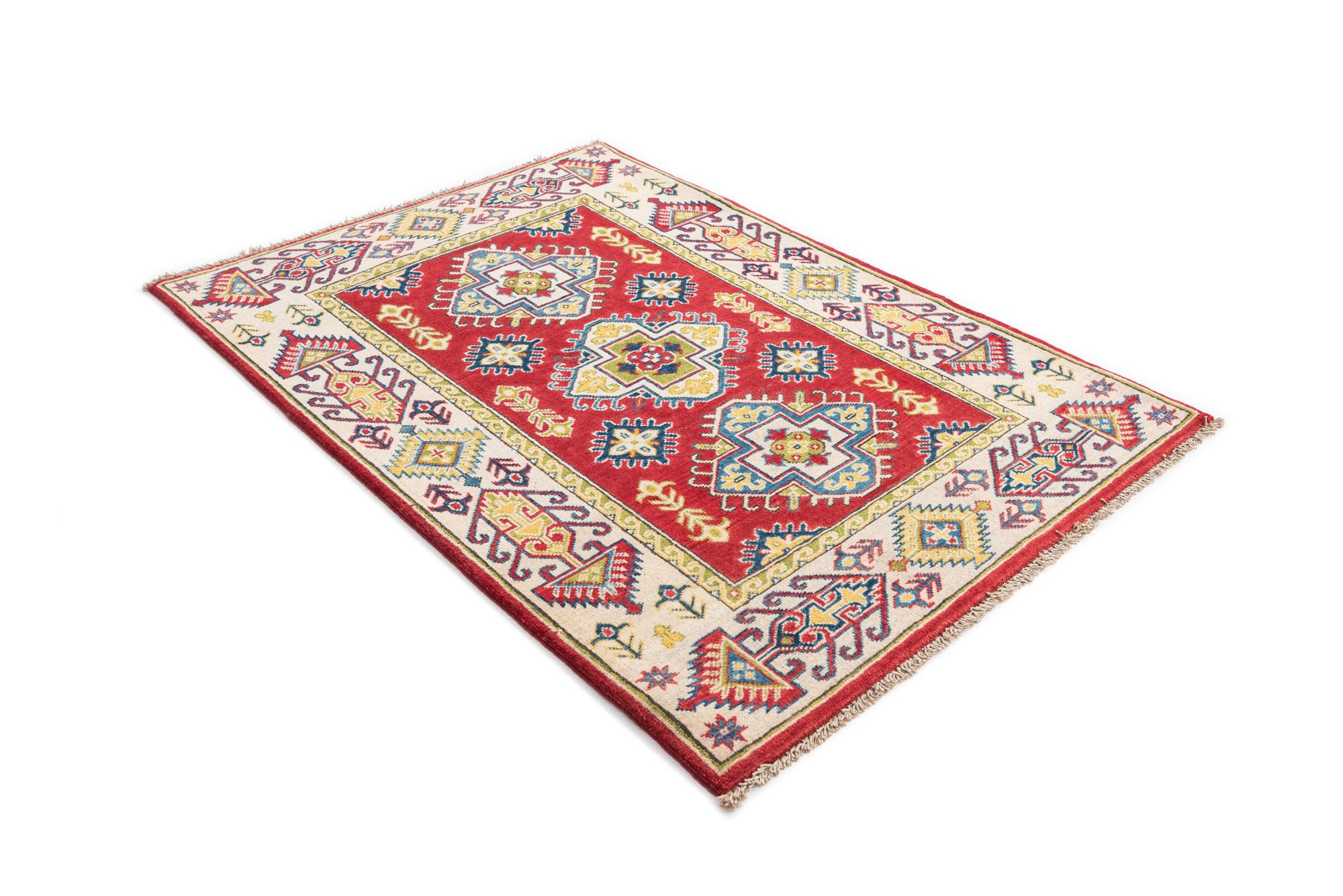 3' 4 x 4' 10 Hand Knotted Kazak Rug