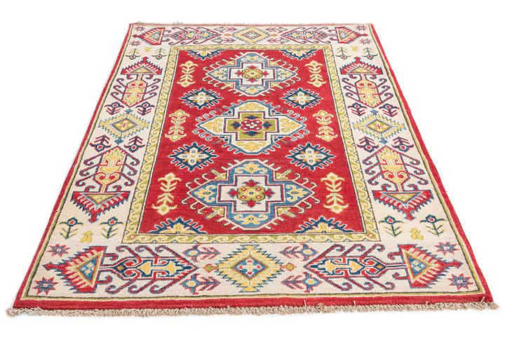 3' 4 x 4' 10 Hand Knotted Kazak Rug
