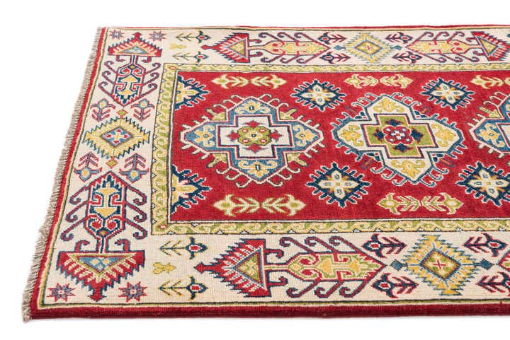 3' 4 x 4' 10 Hand Knotted Kazak Rug