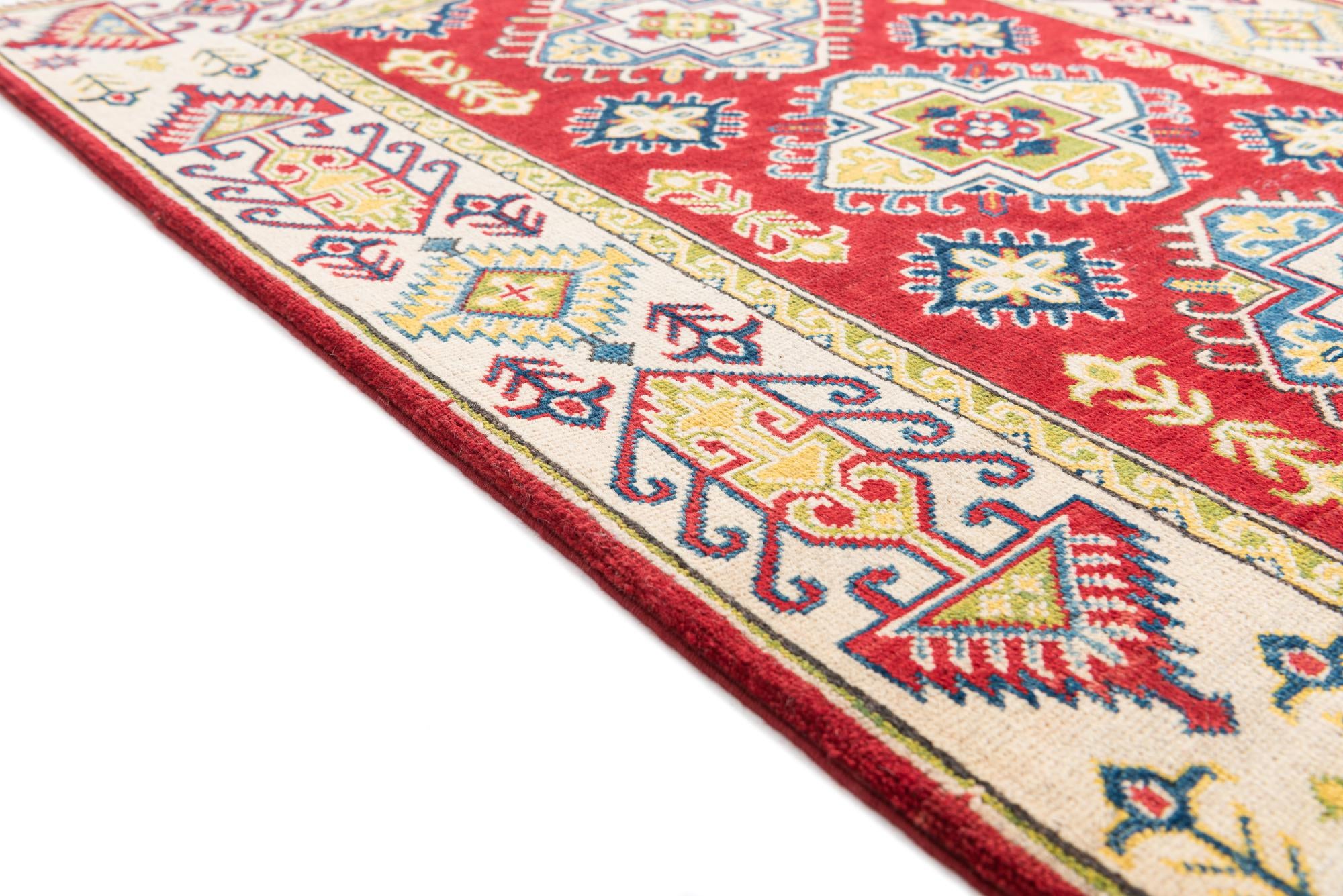 3' 4 x 4' 10 Hand Knotted Kazak Rug
