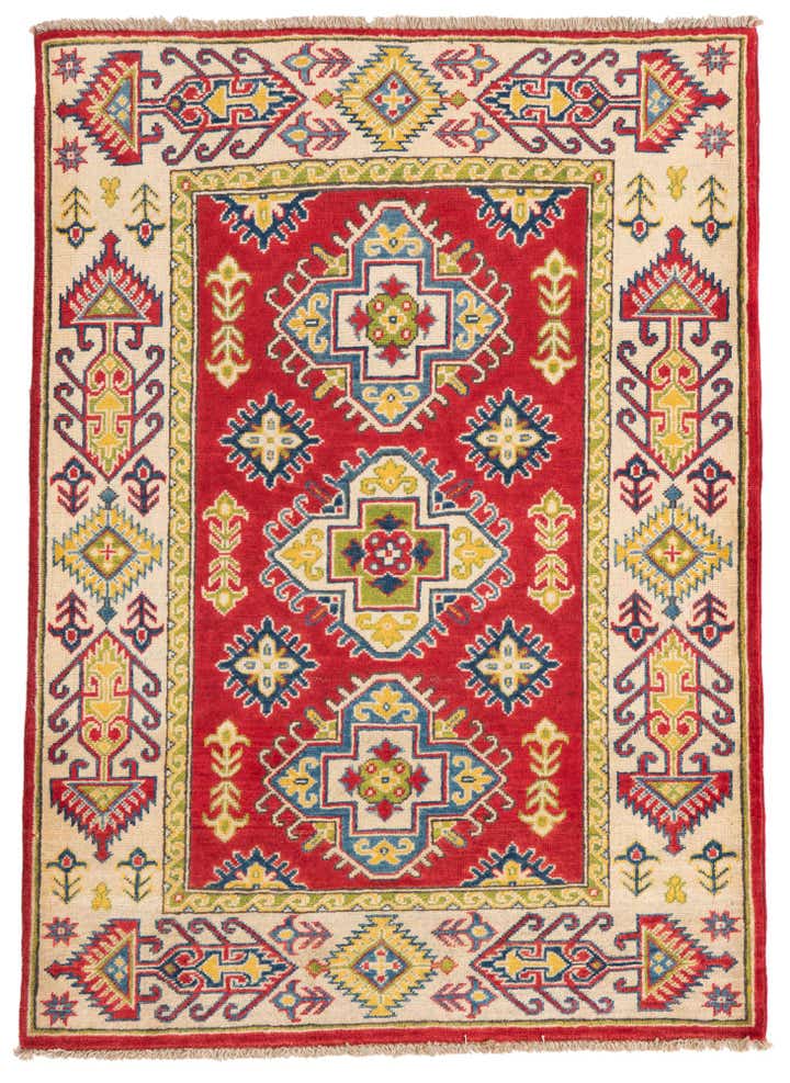 3' 4 x 4' 10 Hand Knotted Kazak Rug