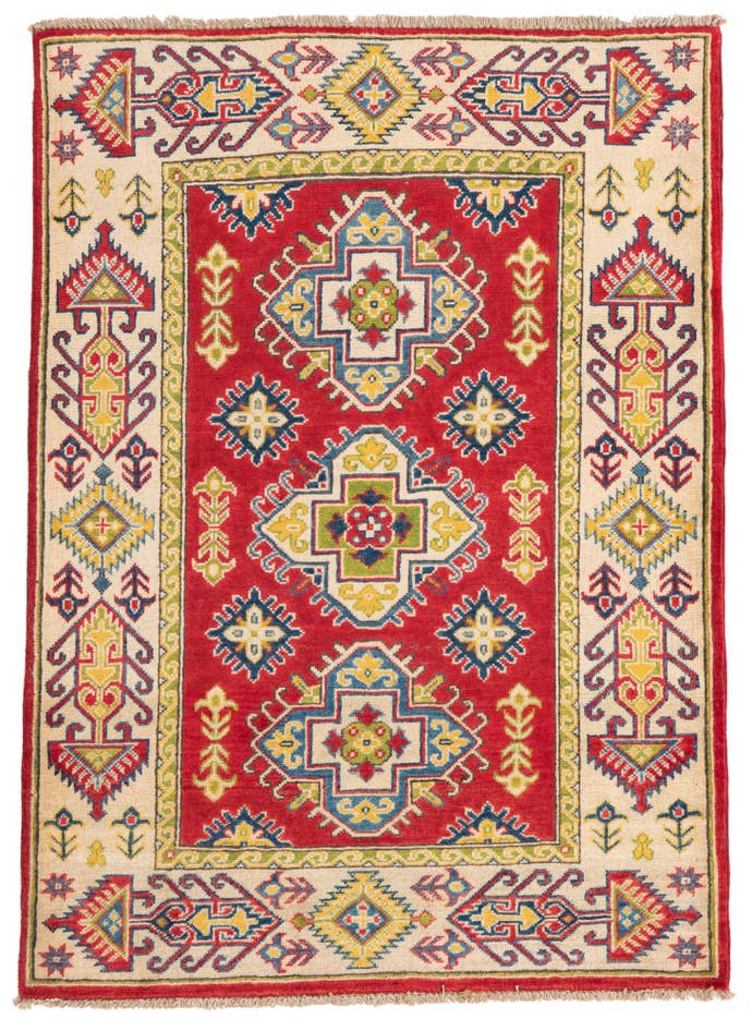 Detail image of 3' 4 x 4' 10 Hand Knotted Kazak Rug