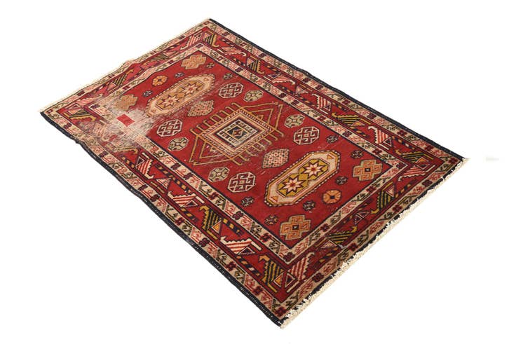 Detail image of 2' 8 x 4' 4 Hand Knotted Kazak Persian Wool Rug