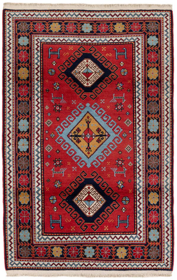 Detail image of 4' 3 x 6' 6 Hand Knotted Kazak Rug