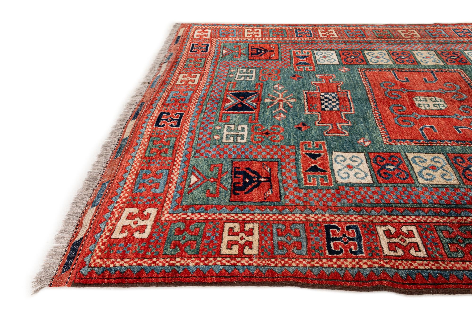 175cm x 220cm Hand Knotted Kazak Wool Rug