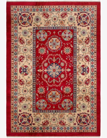 6' 7 x 9' 4 Hand Knotted Kazak Rug