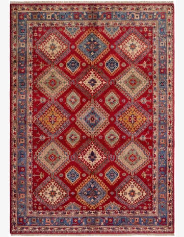 5' 7 x 7' 10 Hand Knotted Kazak Rug