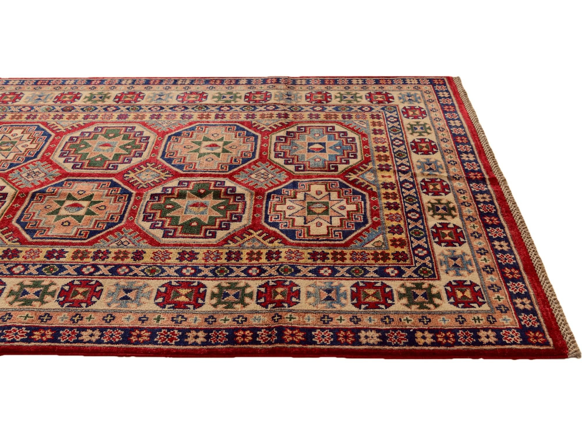 4' 2 x 5' 10 Hand Knotted Kazak Rug
